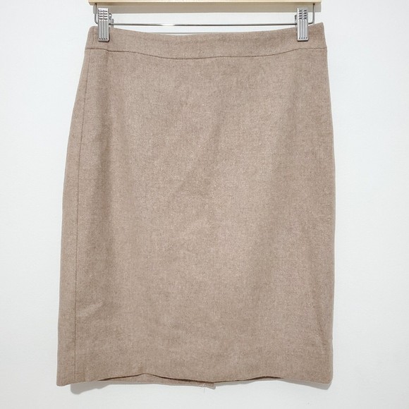 J Crew The Pencil Skirt NWT Wool Size 4 Oatmeal Cream Lined Slit Career